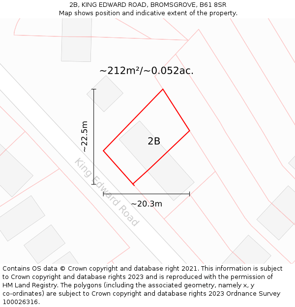 2B, KING EDWARD ROAD, BROMSGROVE, B61 8SR: Plot and title map