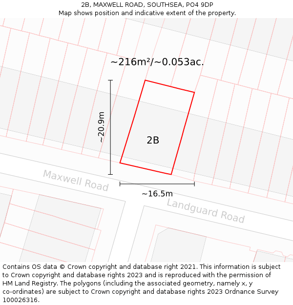 2B, MAXWELL ROAD, SOUTHSEA, PO4 9DP: Plot and title map