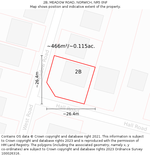 2B, MEADOW ROAD, NORWICH, NR5 0NF: Plot and title map