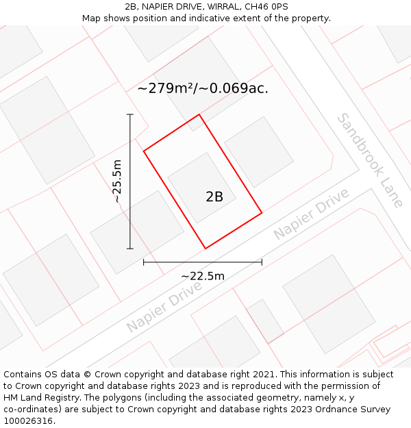 2B, NAPIER DRIVE, WIRRAL, CH46 0PS: Plot and title map