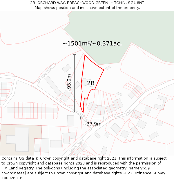 2B, ORCHARD WAY, BREACHWOOD GREEN, HITCHIN, SG4 8NT: Plot and title map