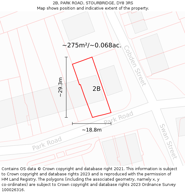 2B, PARK ROAD, STOURBRIDGE, DY8 3RS: Plot and title map