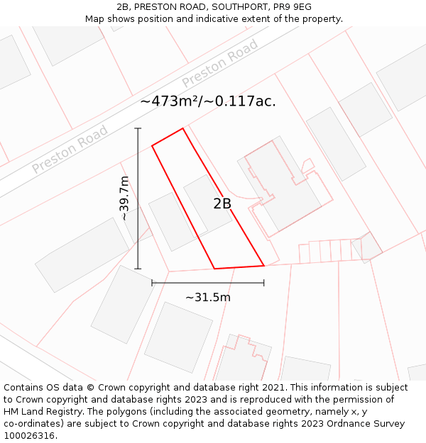 2B, PRESTON ROAD, SOUTHPORT, PR9 9EG: Plot and title map