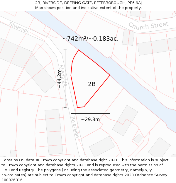 2B, RIVERSIDE, DEEPING GATE, PETERBOROUGH, PE6 9AJ: Plot and title map