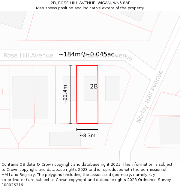 2B, ROSE HILL AVENUE, WIGAN, WN5 8AF: Plot and title map