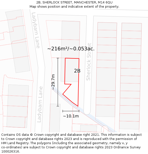 2B, SHERLOCK STREET, MANCHESTER, M14 6QU: Plot and title map