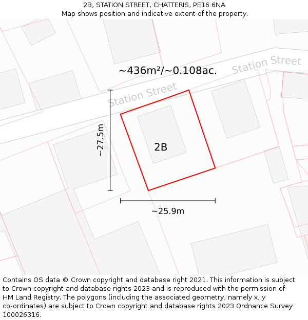 2B, STATION STREET, CHATTERIS, PE16 6NA: Plot and title map