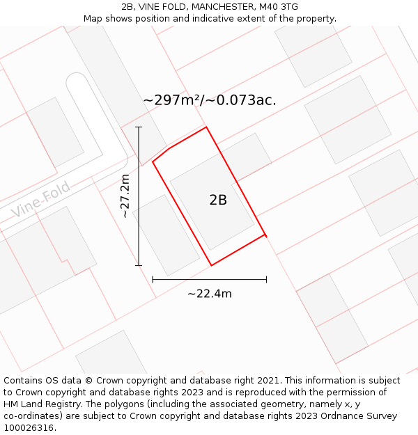 2B, VINE FOLD, MANCHESTER, M40 3TG: Plot and title map