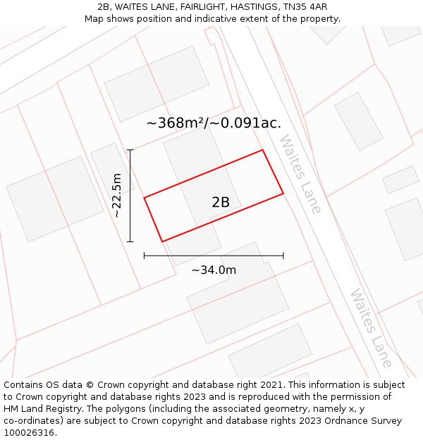 2B, WAITES LANE, FAIRLIGHT, HASTINGS, TN35 4AR: Plot and title map