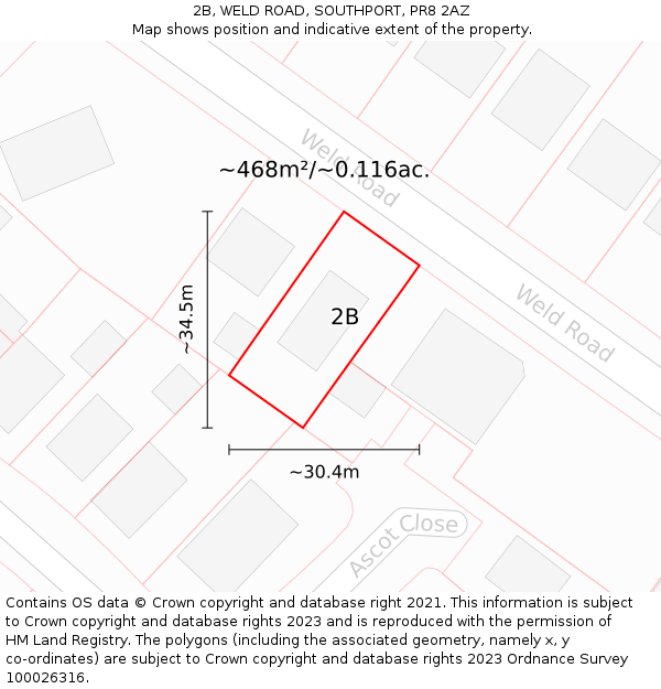 2B, WELD ROAD, SOUTHPORT, PR8 2AZ: Plot and title map