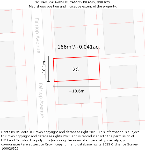 2C, FAIRLOP AVENUE, CANVEY ISLAND, SS8 9DX: Plot and title map