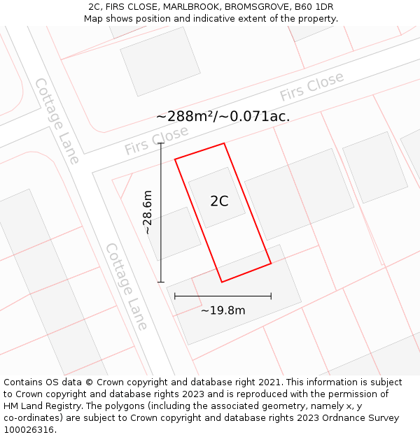 2C, FIRS CLOSE, MARLBROOK, BROMSGROVE, B60 1DR: Plot and title map