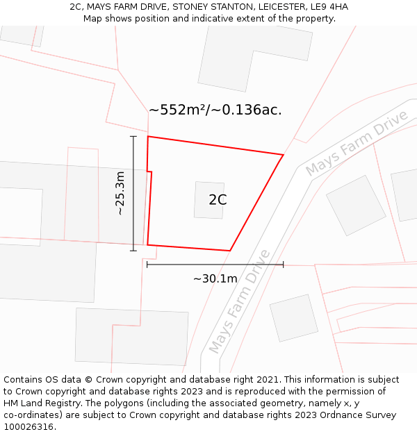 2C, MAYS FARM DRIVE, STONEY STANTON, LEICESTER, LE9 4HA: Plot and title map