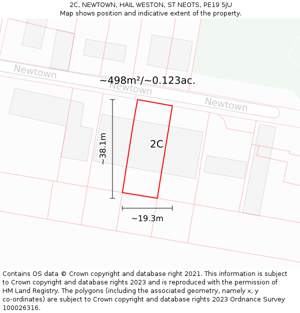 2C, NEWTOWN, HAIL WESTON, ST NEOTS, PE19 5JU: Plot and title map