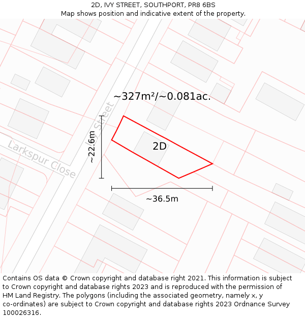 2D, IVY STREET, SOUTHPORT, PR8 6BS: Plot and title map