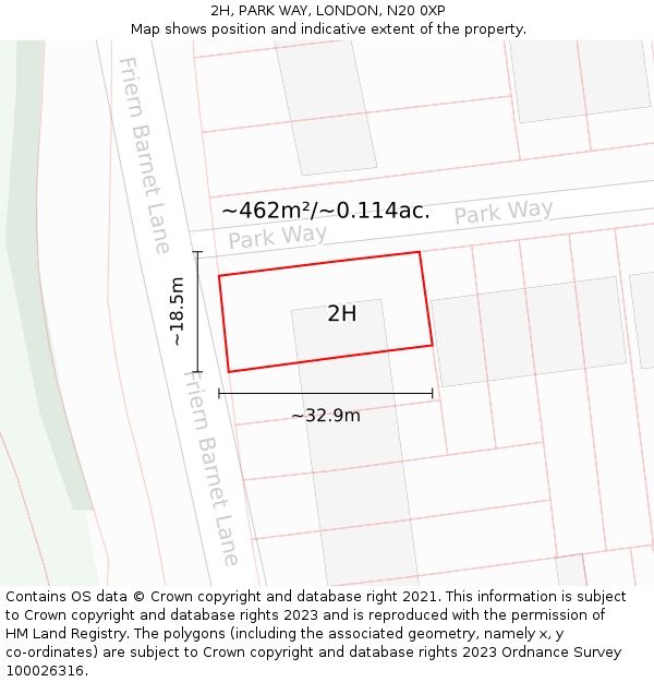 2H, PARK WAY, LONDON, N20 0XP: Plot and title map
