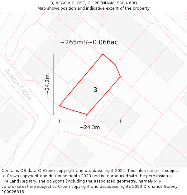 3, ACACIA CLOSE, CHIPPENHAM, SN14 6RQ: Plot and title map