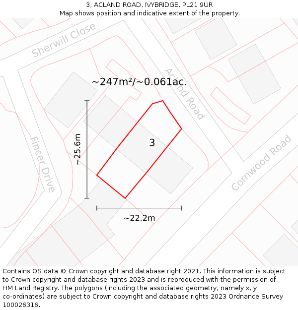 3, ACLAND ROAD, IVYBRIDGE, PL21 9UR: Plot and title map