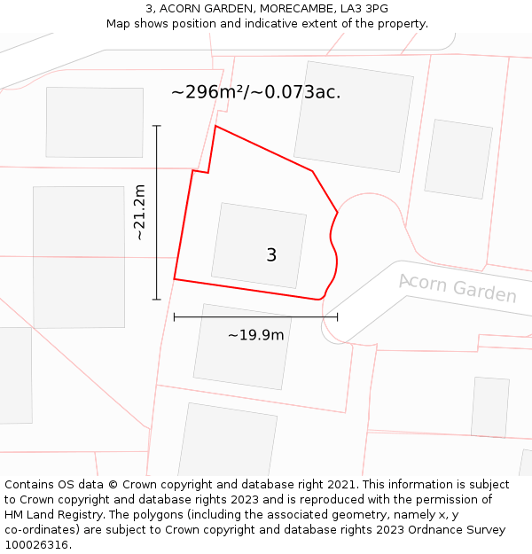 3, ACORN GARDEN, MORECAMBE, LA3 3PG: Plot and title map