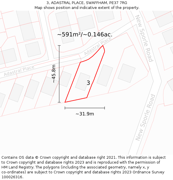 3, ADASTRAL PLACE, SWAFFHAM, PE37 7RG: Plot and title map