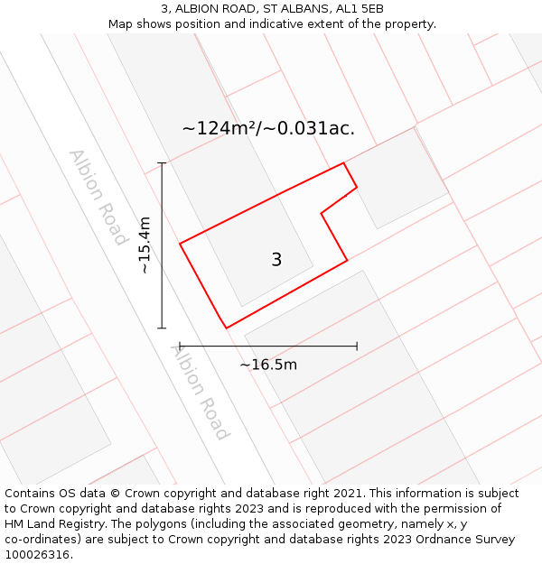 3, ALBION ROAD, ST ALBANS, AL1 5EB: Plot and title map