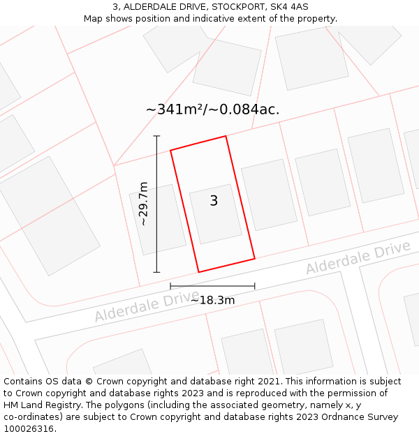 3, ALDERDALE DRIVE, STOCKPORT, SK4 4AS: Plot and title map