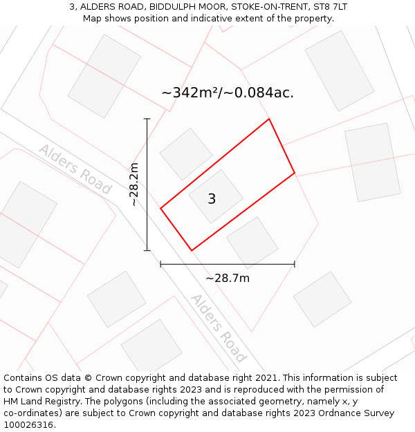 3, ALDERS ROAD, BIDDULPH MOOR, STOKE-ON-TRENT, ST8 7LT: Plot and title map