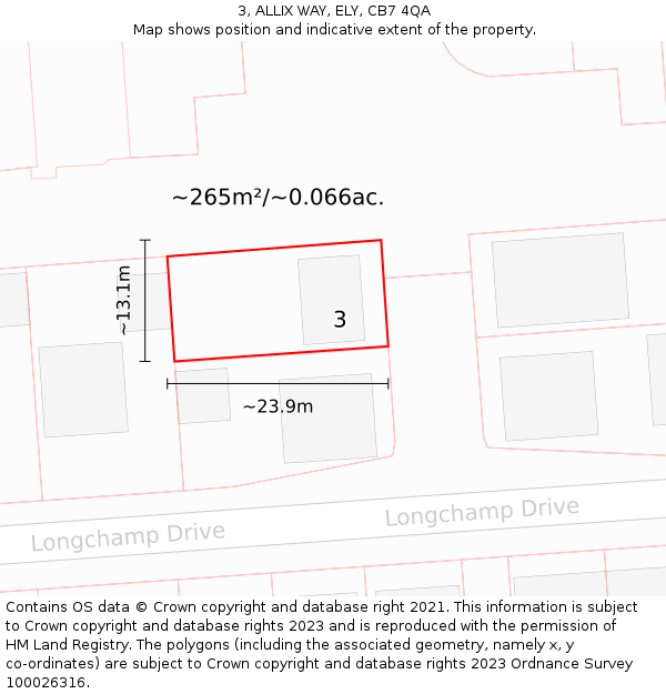 3, ALLIX WAY, ELY, CB7 4QA: Plot and title map