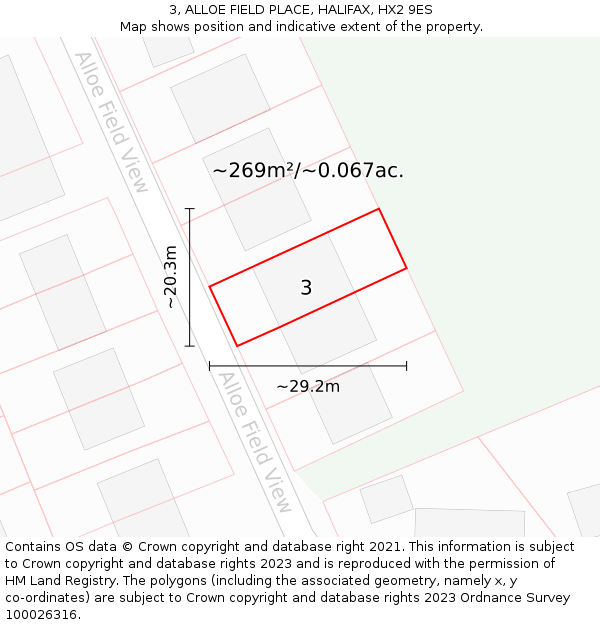 3, ALLOE FIELD PLACE, HALIFAX, HX2 9ES: Plot and title map