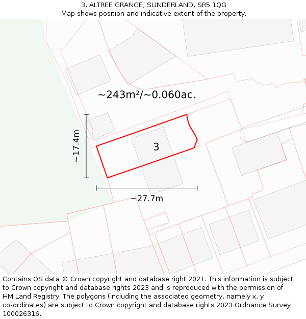 3, ALTREE GRANGE, SUNDERLAND, SR5 1QG: Plot and title map