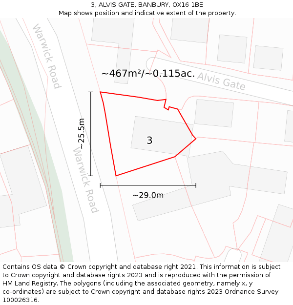 3, ALVIS GATE, BANBURY, OX16 1BE: Plot and title map