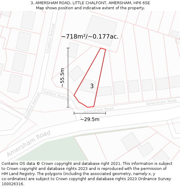 3, AMERSHAM ROAD, LITTLE CHALFONT, AMERSHAM, HP6 6SE: Plot and title map