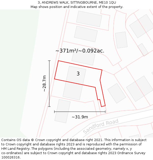 3, ANDREWS WALK, SITTINGBOURNE, ME10 1QU: Plot and title map