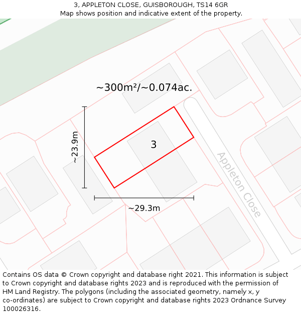 3, APPLETON CLOSE, GUISBOROUGH, TS14 6GR: Plot and title map