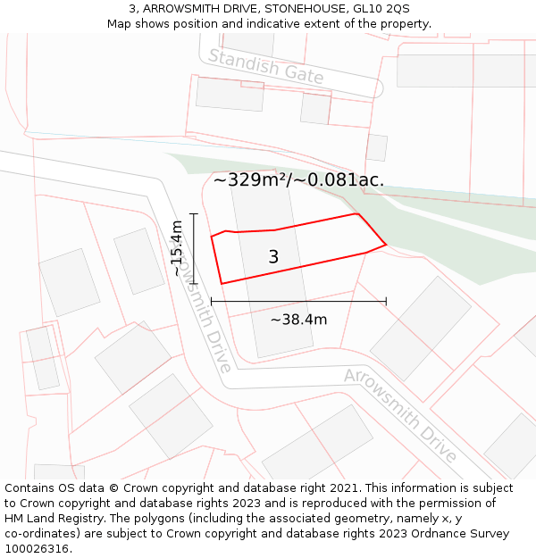 3, ARROWSMITH DRIVE, STONEHOUSE, GL10 2QS: Plot and title map