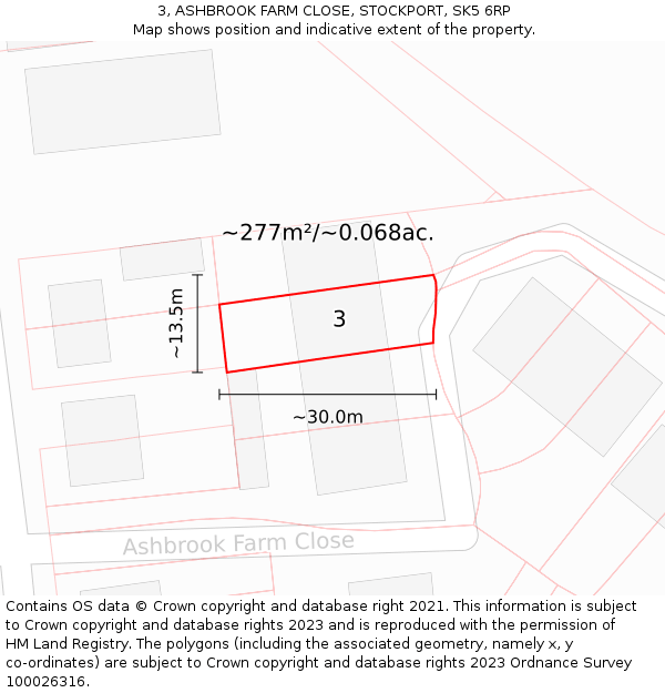 3, ASHBROOK FARM CLOSE, STOCKPORT, SK5 6RP: Plot and title map