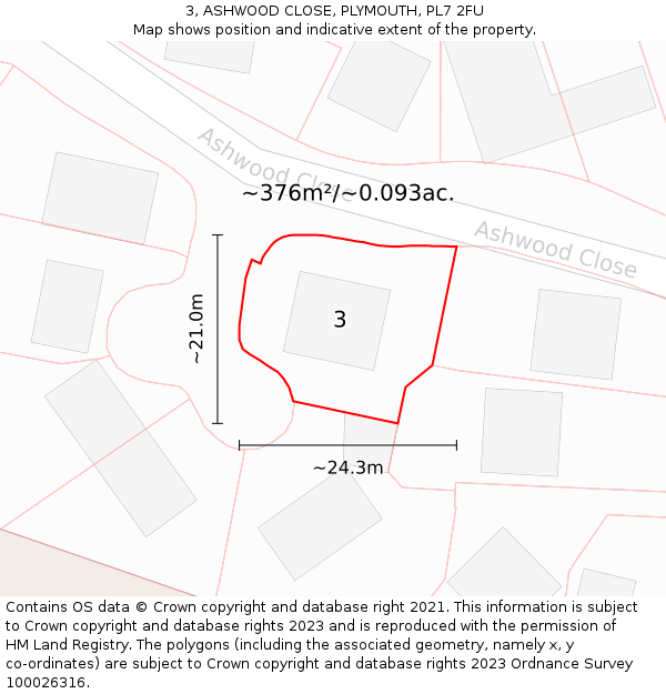 3, ASHWOOD CLOSE, PLYMOUTH, PL7 2FU: Plot and title map