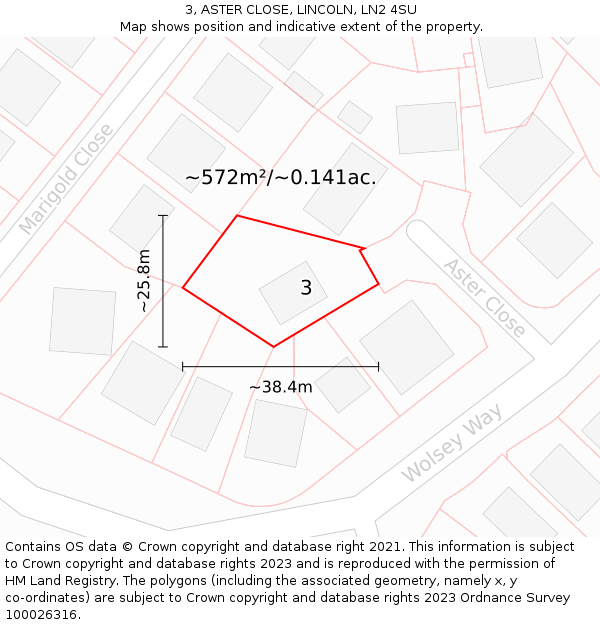 3, ASTER CLOSE, LINCOLN, LN2 4SU: Plot and title map