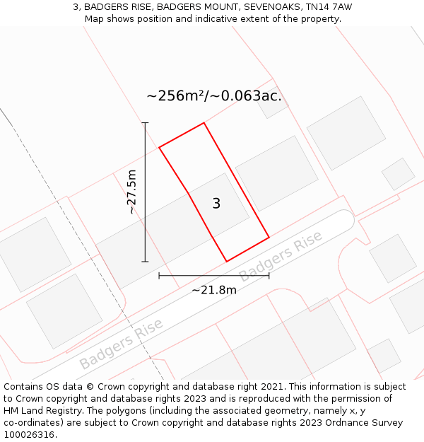 3, BADGERS RISE, BADGERS MOUNT, SEVENOAKS, TN14 7AW: Plot and title map