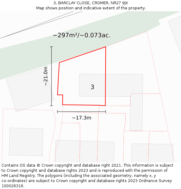 3, BARCLAY CLOSE, CROMER, NR27 9JX: Plot and title map