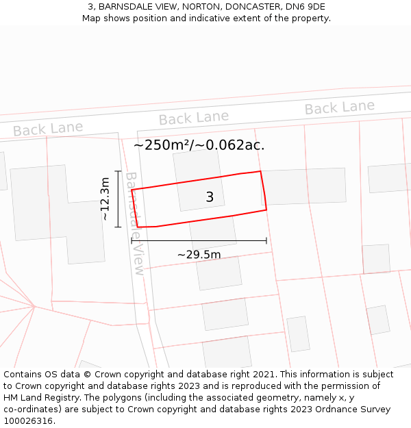 3, BARNSDALE VIEW, NORTON, DONCASTER, DN6 9DE: Plot and title map