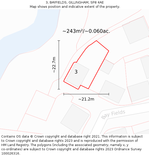 3, BAYFIELDS, GILLINGHAM, SP8 4AE: Plot and title map