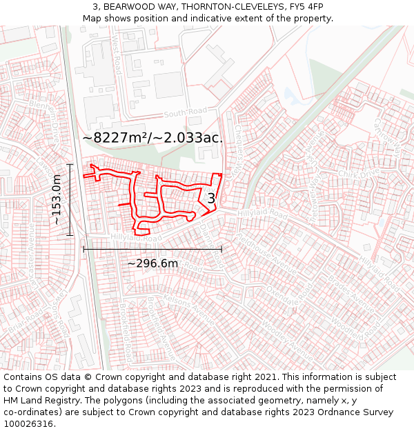 3, BEARWOOD WAY, THORNTON-CLEVELEYS, FY5 4FP: Plot and title map