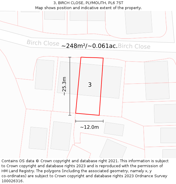 3, BIRCH CLOSE, PLYMOUTH, PL6 7ST: Plot and title map