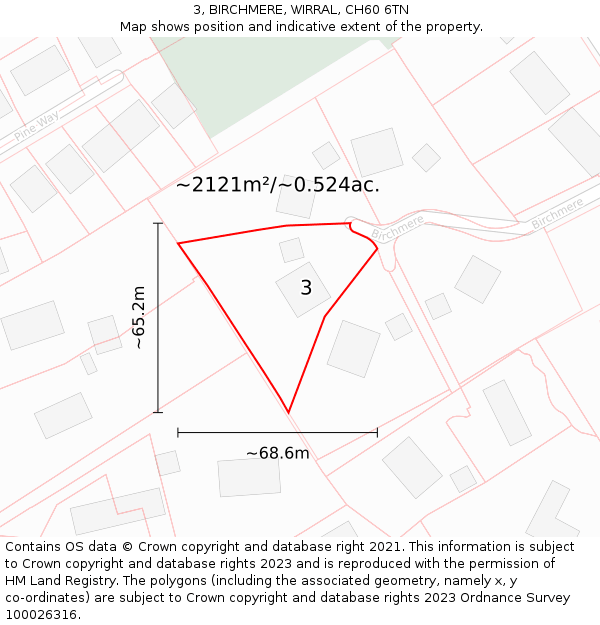 3, BIRCHMERE, WIRRAL, CH60 6TN: Plot and title map