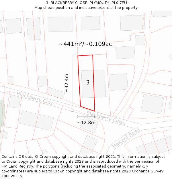 3, BLACKBERRY CLOSE, PLYMOUTH, PL9 7EU: Plot and title map