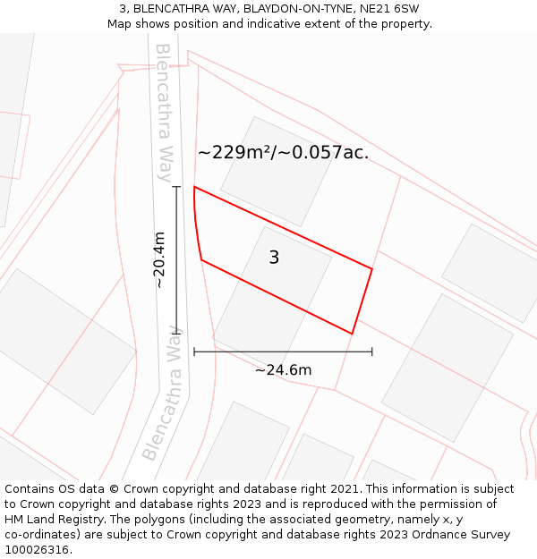 3, BLENCATHRA WAY, BLAYDON-ON-TYNE, NE21 6SW: Plot and title map