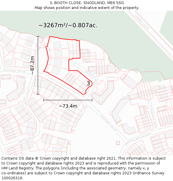 3, BOOTH CLOSE, SNODLAND, ME6 5SG: Plot and title map