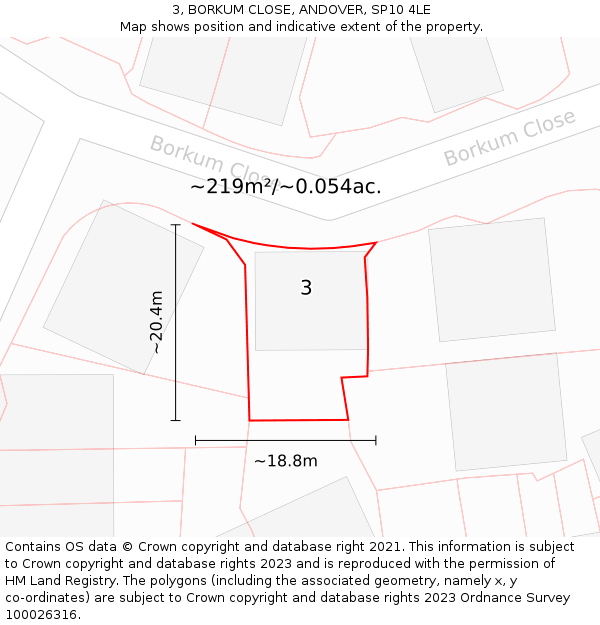 3, BORKUM CLOSE, ANDOVER, SP10 4LE: Plot and title map