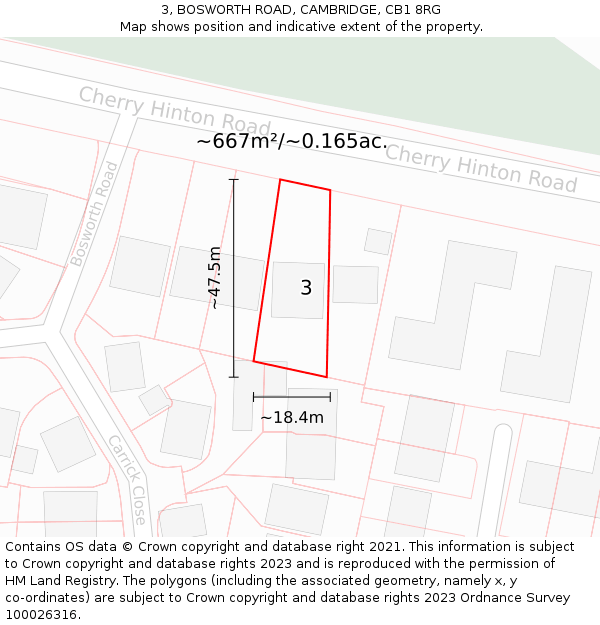 3, BOSWORTH ROAD, CAMBRIDGE, CB1 8RG: Plot and title map